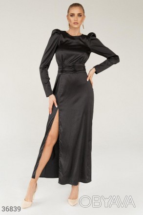 Доступные размеры: s, m, l Длинное платье из шелка черного цвета имеет мягкий бл. . фото 1