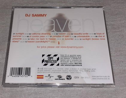 Продам Фирменный СД DJ Sammy - Heaven
Label:Pulp – 064 372-2
CD, Album, Copy P. . фото 3