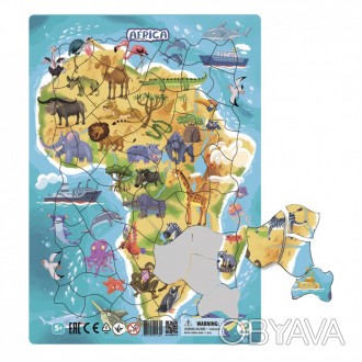 Пазл в рамке Африка (53 эл), Dodo Пазл поможет узнать какие животные водятся на . . фото 1
