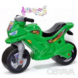 Мотоцикл 2-х колесный музыкальный 501G Зеленый с интуитивно простой системой упр. . фото 1