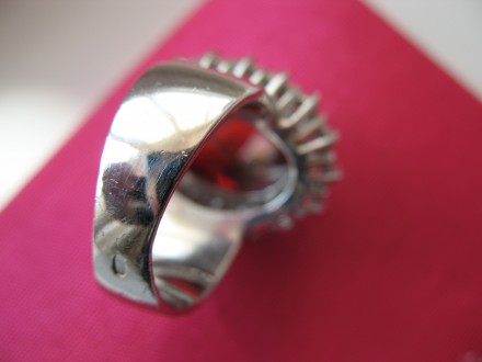 Шинка кольца 10 мм. - это редкость. Большой красный циркон. Серебро 925*, вес 14. . фото 13