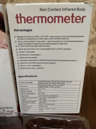 Бесконтактный термометр для измерения температуры тела и разных поверхностей! Аб. . фото 3