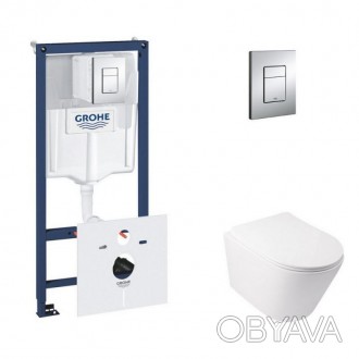 Набор инсталляция 5 в 1 Grohe Rapid SL 38827000 + унитаз с сиденьем Qtap Swan QT. . фото 1