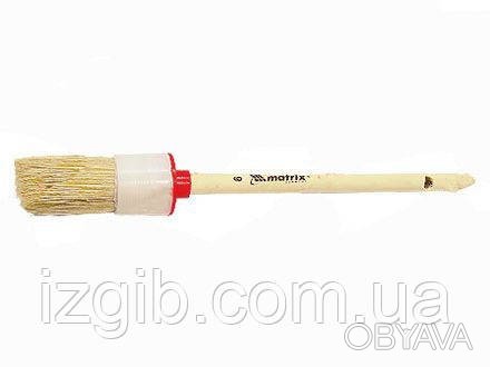 Кисть круглая №20 (65 мм), натуральная щетина, деревянная ручка, MATRIX, код 820. . фото 1