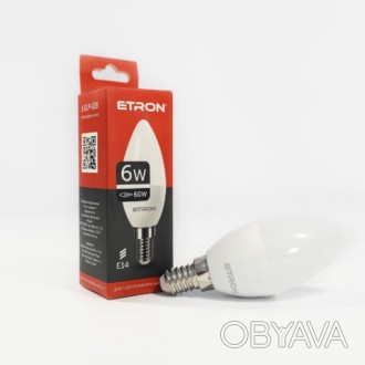 
Лампа светодиодная ETRON Light Power 1-ELP-028 C37 6W 4200K 220V E14 Продажа оп. . фото 1
