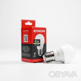 
Лампа светодиодная ETRON Light Power 1-ELP-045 G45 6W 3000K 220V E27 Продажа оп. . фото 1