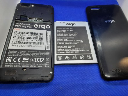 
Смартфон б/у Ergo v570 big ben #7785 
- в ремонте не был
- экран рабочий но вес. . фото 3