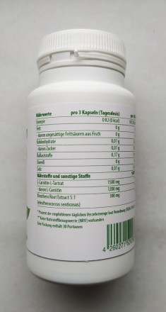 Л-Карнитин BioVitum 

L-Carnitin L-Tartrat  1500 mg. + Элеутерококк 300 мг.

. . фото 3