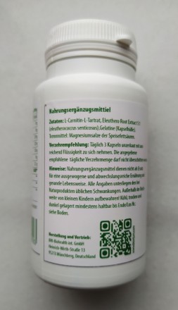 Л-Карнитин BioVitum 

L-Carnitin L-Tartrat  1500 mg. + Элеутерококк 300 мг.

. . фото 4