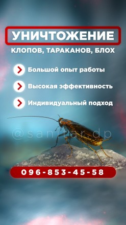 Наш сайт: www.sanitar.dp.ua

Услуги:
•дезинсекции( уничтожение тараканов. . фото 2