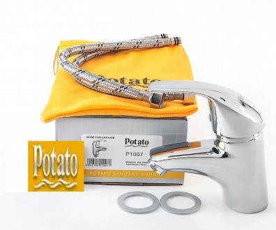 Смеситель для умывальника с литым изливом Potato P1007 Подключение через гибкие . . фото 4