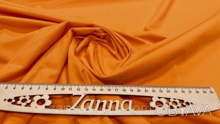 Ткань стрейч-кулир оранжевого цвета (Супрем) - очень комфортная и мягкая ткань в. . фото 1