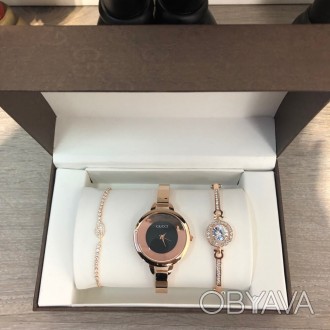 
 Женский подарочный набор: наручные часы, браслет, цепочка. 
Материал: нержавею. . фото 1