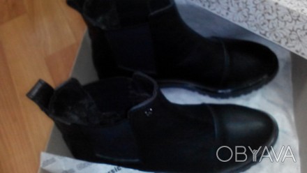 Зимные ботиночки «Челси» из натуральной кожи, внутри набивная шерсть. . фото 1