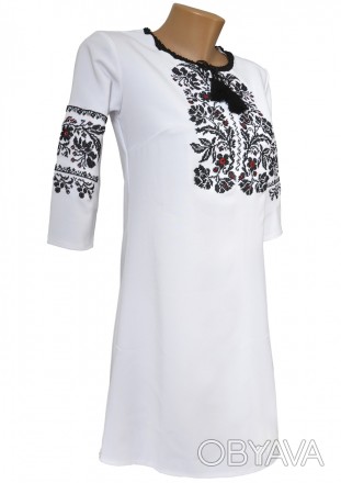 Платье подросток вышитое
рукав 3/4
размер 36-40
Орнамент - Модерн - черный
ткань. . фото 1