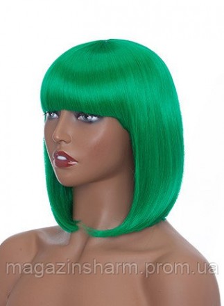 
	Оригинальный парик зеленый каре. Прекрасное качество, сделаен из соременного м. . фото 2