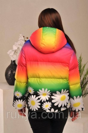 Демисезонная подростковая куртка для девочки «Радуга». Материал: плащевка — «Гло. . фото 3
