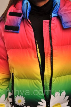 Демисезонная подростковая куртка для девочки «Радуга». Материал: плащевка — «Гло. . фото 4