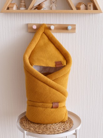 Демисезонный вязаный конверт Familia , горчица. Львов. фото 1