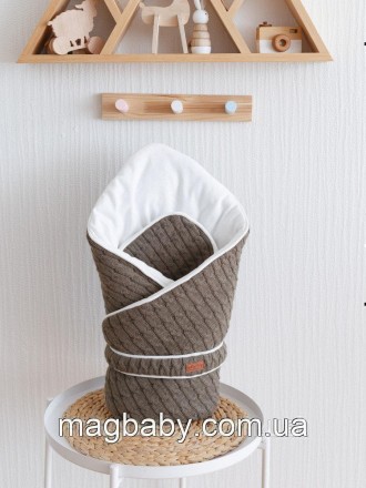 Вязаный конверт-одеяло "Tress", хаки. Львов. фото 1