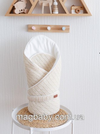 Вязаный конверт-одеяло "Tress", бежевый. Львов. фото 1