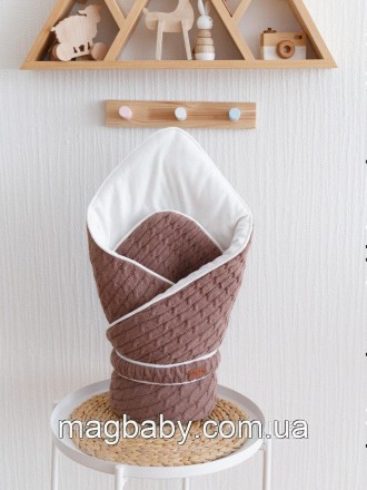 Вязаный конверт-одеяло "Tress", капучино. Львов. фото 1