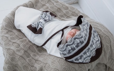 Трикотажный плед для новорожденных "Изысканность", кофе. Львов. фото 1