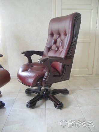 Продам кожаное кресло для руководителя.
Ручная работа. Безупречное изготовление. . фото 1