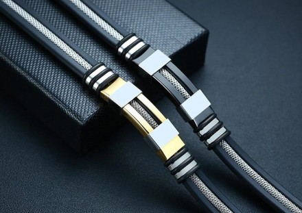 Новая коллекция каучуковых браслетов со вставками 316L стали, Хорошее качество з. . фото 11