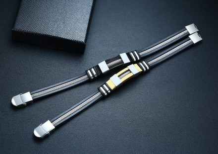 Новая коллекция каучуковых браслетов со вставками 316L стали, Хорошее качество з. . фото 10