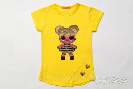 Яркая детская футболка для девочки ЛОЛ. Стильные футболки для девочек из высокок. . фото 1