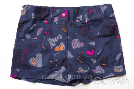 Детские летние шорты для девочки Hearts. Стильные шорты для девочки выполнены из. . фото 1