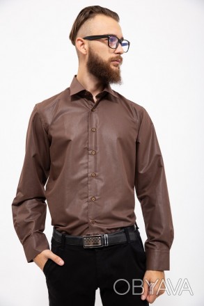 Атласная коричневая рубашка - выбор тех, кто предпочитает сдержанные оттенки. Хо. . фото 1