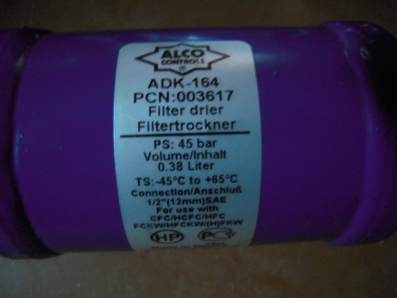 Фильтр-осушитель Alco Controls ADK-163

На давление - 45 Бар, объем - 0,38 лит. . фото 3