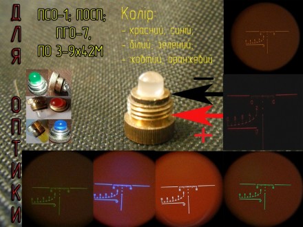 Діодна лампа для підсвітки сітки псо-1, посп, ПГО-7, ПО 3-9х42М. Лампа працює ві. . фото 2
