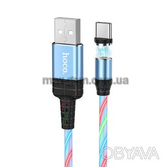 Зарядный кабель USB-Type-C, 1 м, магнитный разъем, световой поток, ток до 2,0 А.. . фото 1