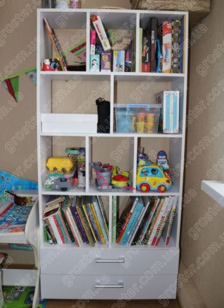 Удобный и практичный стеллаж для книг и игрушек в детскую комнату.

Прочная, у. . фото 2
