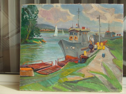 Закарпатская школа ТЕГЗА В. х.м. раз 70 х 60 см. 1992 г. Озеро Балатон,. Ужгород. фото 1 Закарпатская школа ТЕГЗА В. х.м. раз 70 х 60 см. 1992 г. Озеро Балатон,. Ужгород. фото 1