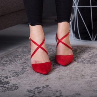 Женские туфли красные Jace 2592 Туфли женские выполнены из искусственной замши. . . фото 7