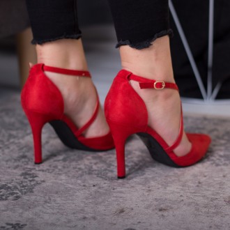 Женские туфли красные Jace 2592 Туфли женские выполнены из искусственной замши. . . фото 6