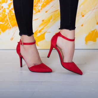 Женские туфли красные Taffy 2627 Туфли женские выполнены из искусственной замши.. . фото 2