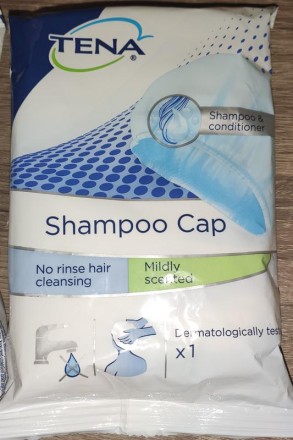Шапочка для мытья головы без воды Tena Shampoo Cap экспресс-шампунь .

Упаковк. . фото 3
