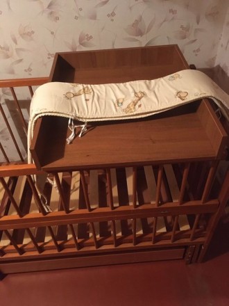 Детская кровать, манеж, с маятником и выдвижным ящиком, три положения высоты, от. . фото 3