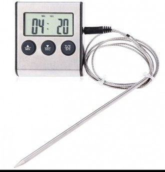 Портативный термометр для мяса с выносным щупом оснащен специальным термозондом . . фото 5