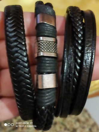 Отличный кожаный  плетёный браслет черного цвета, на магните ,удобная застёжка.П. . фото 2