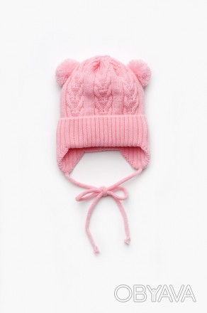 Размеры: 38-40
Полушерстяная шапочка для ребенка от 3 до 12 месяцев с завязочкам. . фото 1