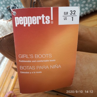 Очень красивые демисезонные ботинки для девочки фирмы Pepperts! Размер 32, длина. . фото 3