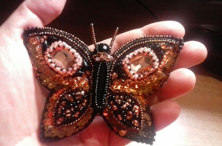 Брошка - метелик "Нічна красуня" авторської ручної роботи в єдиному ек. . фото 4