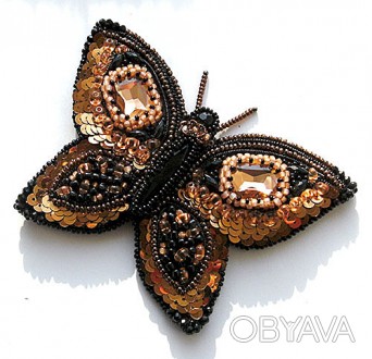 Брошка - метелик "Нічна красуня" авторської ручної роботи в єдиному ек. . фото 1