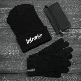 
 Комплект шапка+ перчатки+ ключница в подарок!
Шапка " Intruder " черная:
- Сос. . фото 2